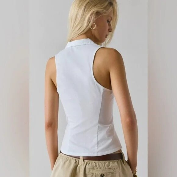 Urban Outfitters Party Girl Cotton-Blend Button Down Sleeveless Shirt NWT L - Picture 3 of 11